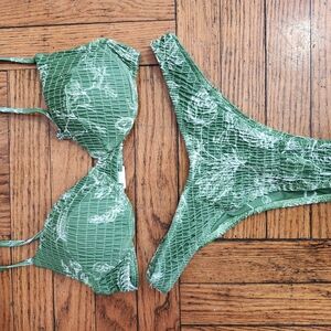 Green Floral Bikini Set